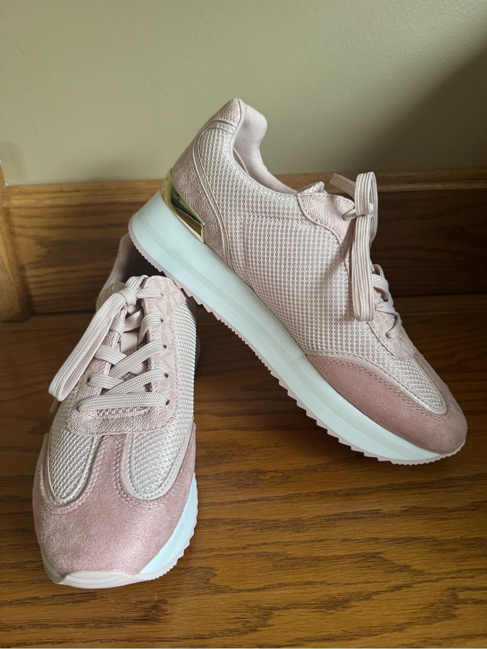 Michael Kors Women’s Light Pink Knit Lace-Up Sneakers - Size 9